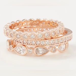 COPY - COPY - Diamondique set of 3 rosegold plated over sterling silver stackin…